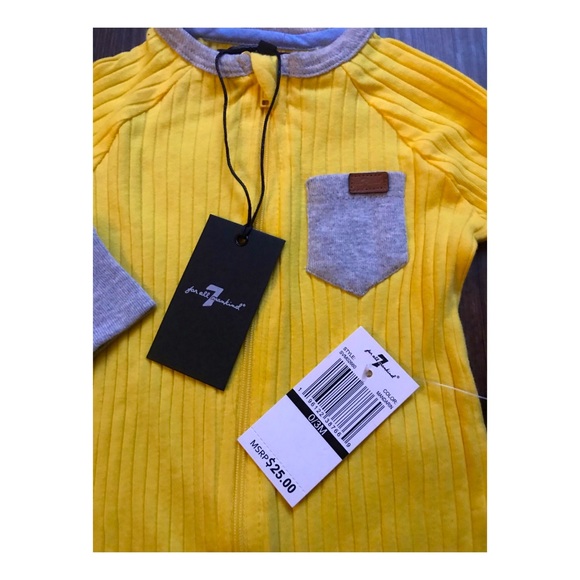 TWO 7 FOR ALL MANKIND YELLOW BABY FOOTSIES SIZE 0-3 MONTHS - Picture 7 of 7